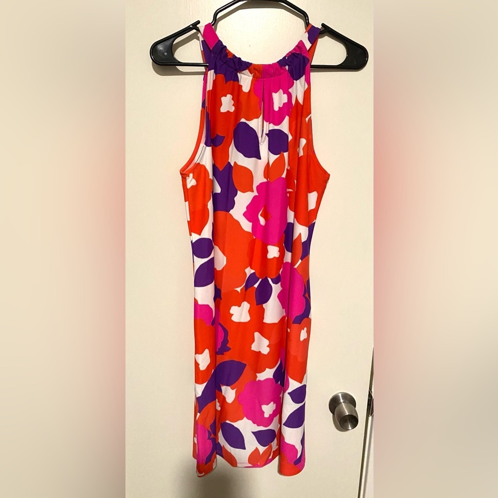 Jude Connally Bold Floral Dress in Orange, Fuchsia & Purple L - Picture 4 of 6